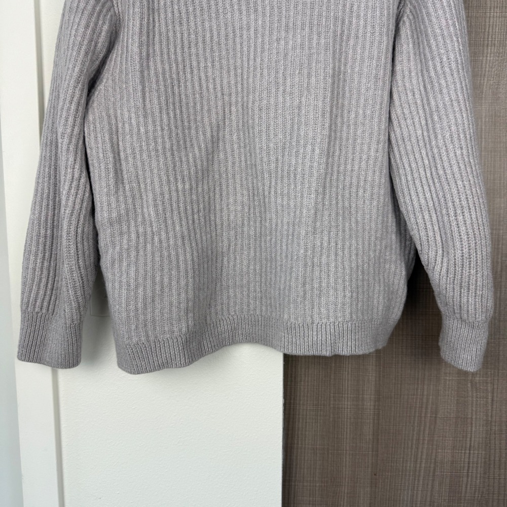 Babaton‎ Aritzia Gray Roger V Neck Sweater Merino Wool Womens Large Heavy Ribbed - Picture 9 of 11
